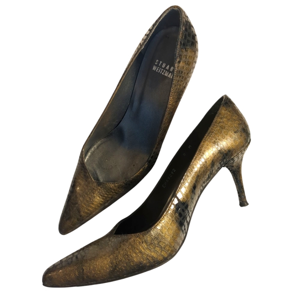 Stuart WEITZMAN Classic Reptile Leather Pumps / Heels Size 8M - Picture 7 of 8